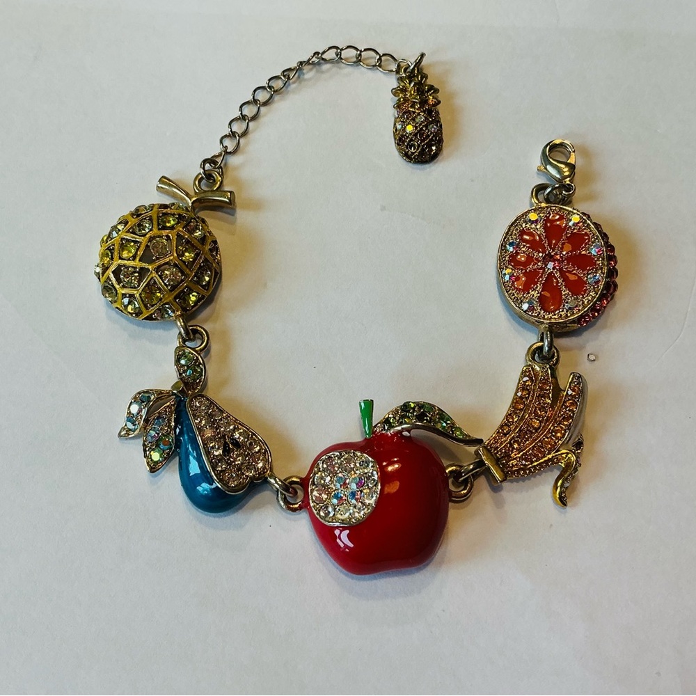 Colorful Fruit Charm Bracelet with rhinestones